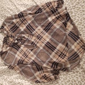 Plaid Chiffon Blouse